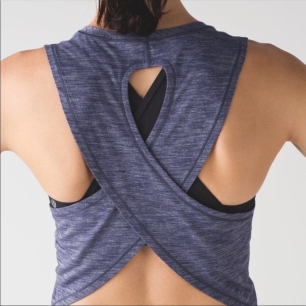 Lululemon RARE Fast As Light Muscle Tank Heathered Emperor Blue Tank Top